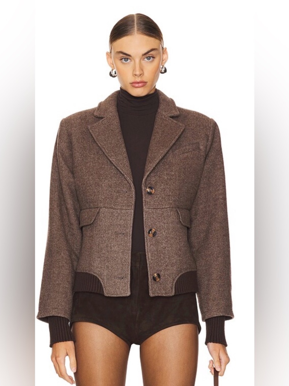 Favorite Daughter THE CITY CHOCOLATE BROWN BOMBER JACKET SMALL